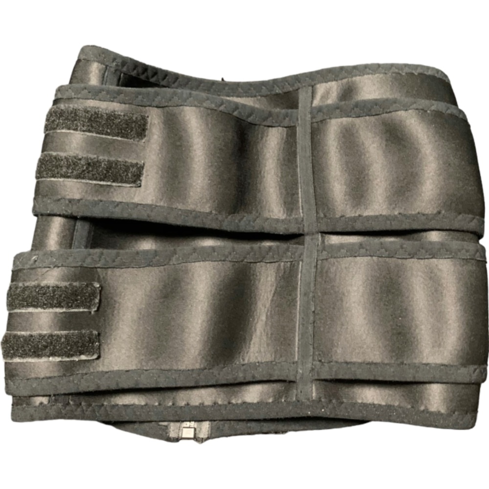 Black waist trainer with zipper and adjustable straps